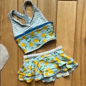 Hanna Andersson Blue and Yellow Bikini with Ruffled Skirt - Sz 5/110